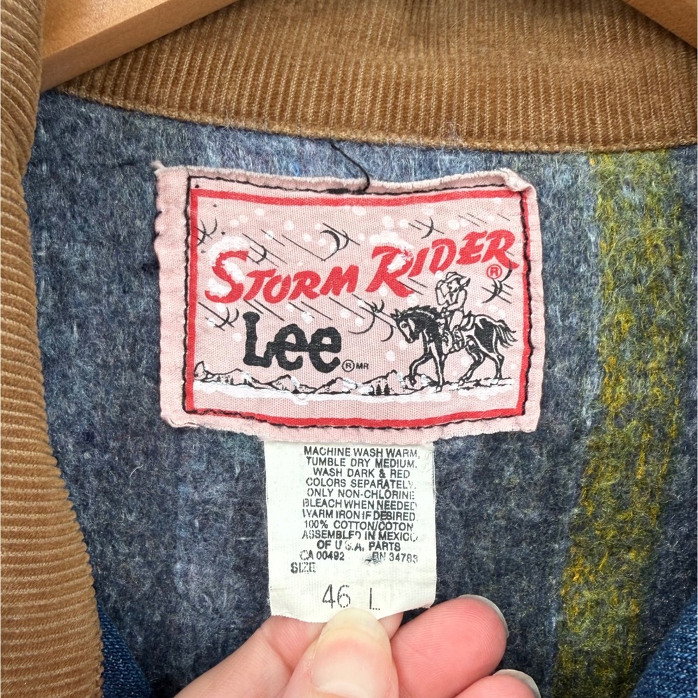 Vintage Lee Storm Rider Men's Blanket Lined Denim Jacket 46L - Picture 4 of 5